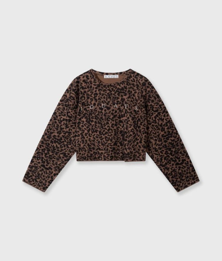 CROPPED SWEATER LEOPARD DARK FUDGE