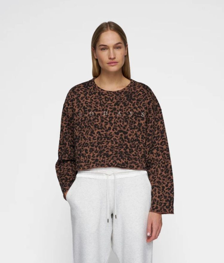 CROPPED SWEATER LEOPARD DARK FUDGE