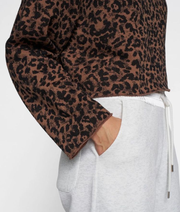 CROPPED SWEATER LEOPARD DARK FUDGE
