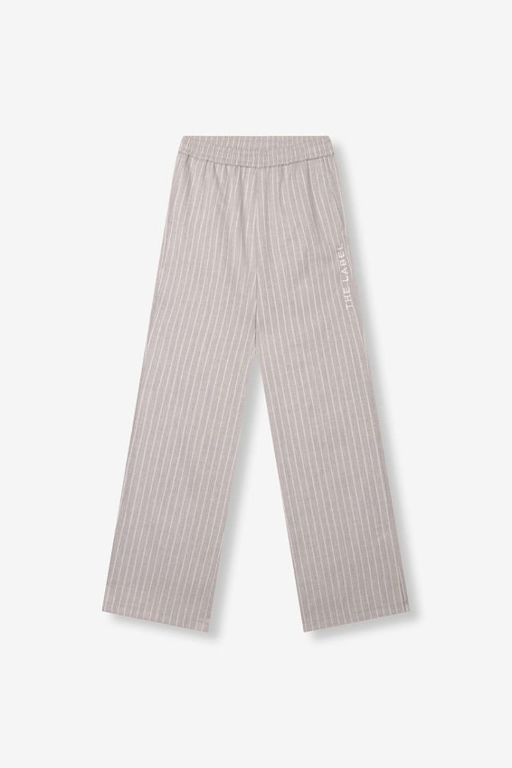 WOVEN PINSTRIPE PANTS LIGHT GREY