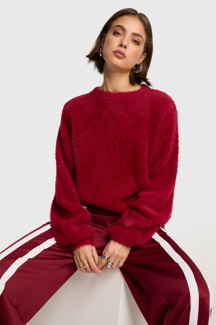 KNITTED MOHAIR PULL BORDEAUX BORDEAUX