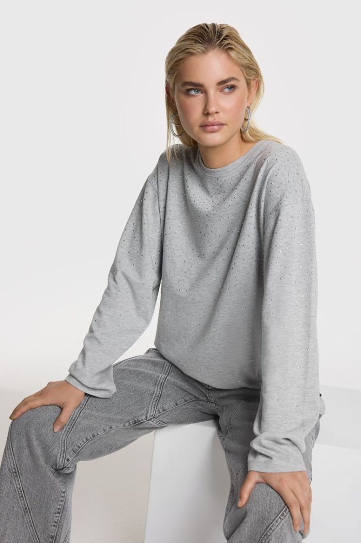 KNITTED STUDDED LONG GREY GREY