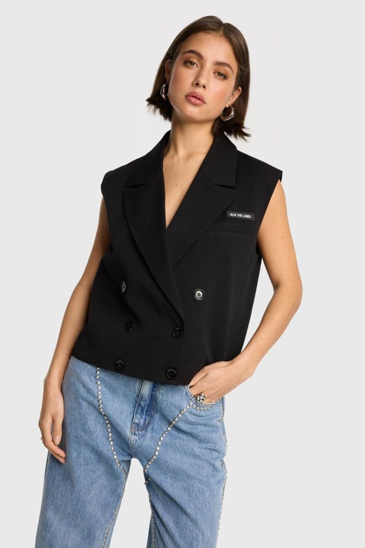 WOVEN BREASTED BLACK BLACK
