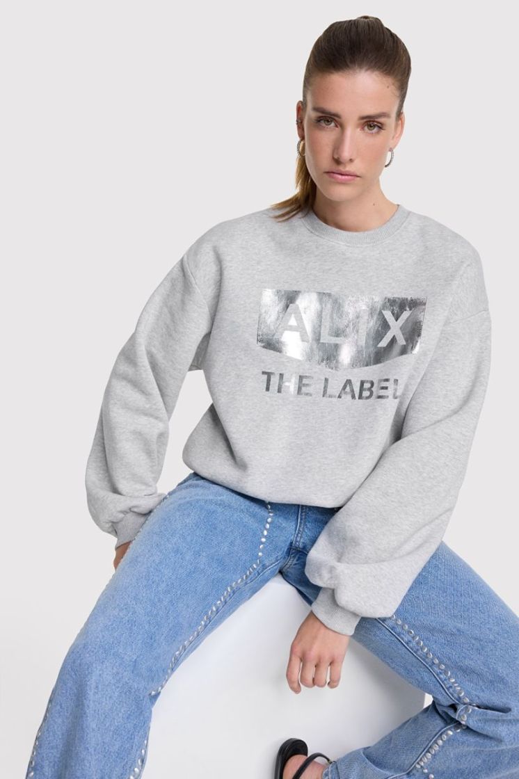 KNITTED FOIL LOGO SWEATER GREY GREY