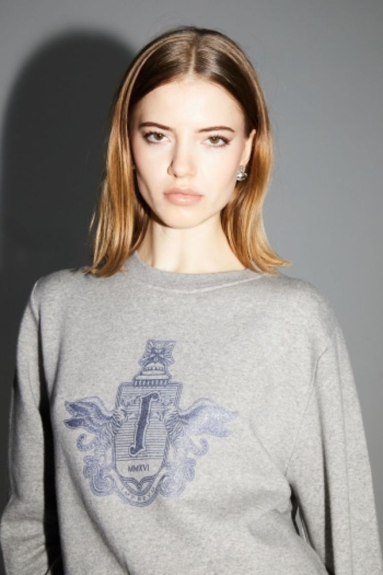 SWEATSHIRT BLASON GRIS GREY