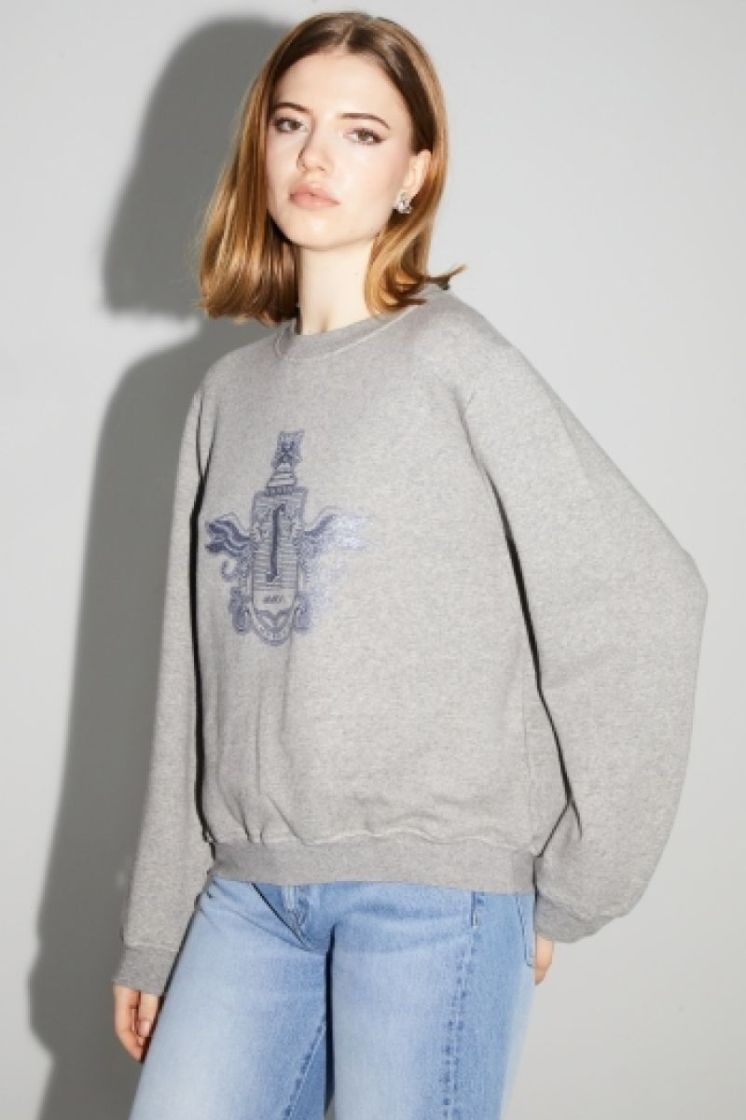 SWEATSHIRT BLASON GRIS GREY