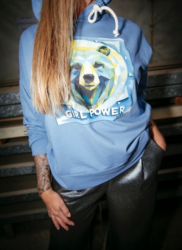 SWEAT CAPUCHE OURS BLEU JEANS