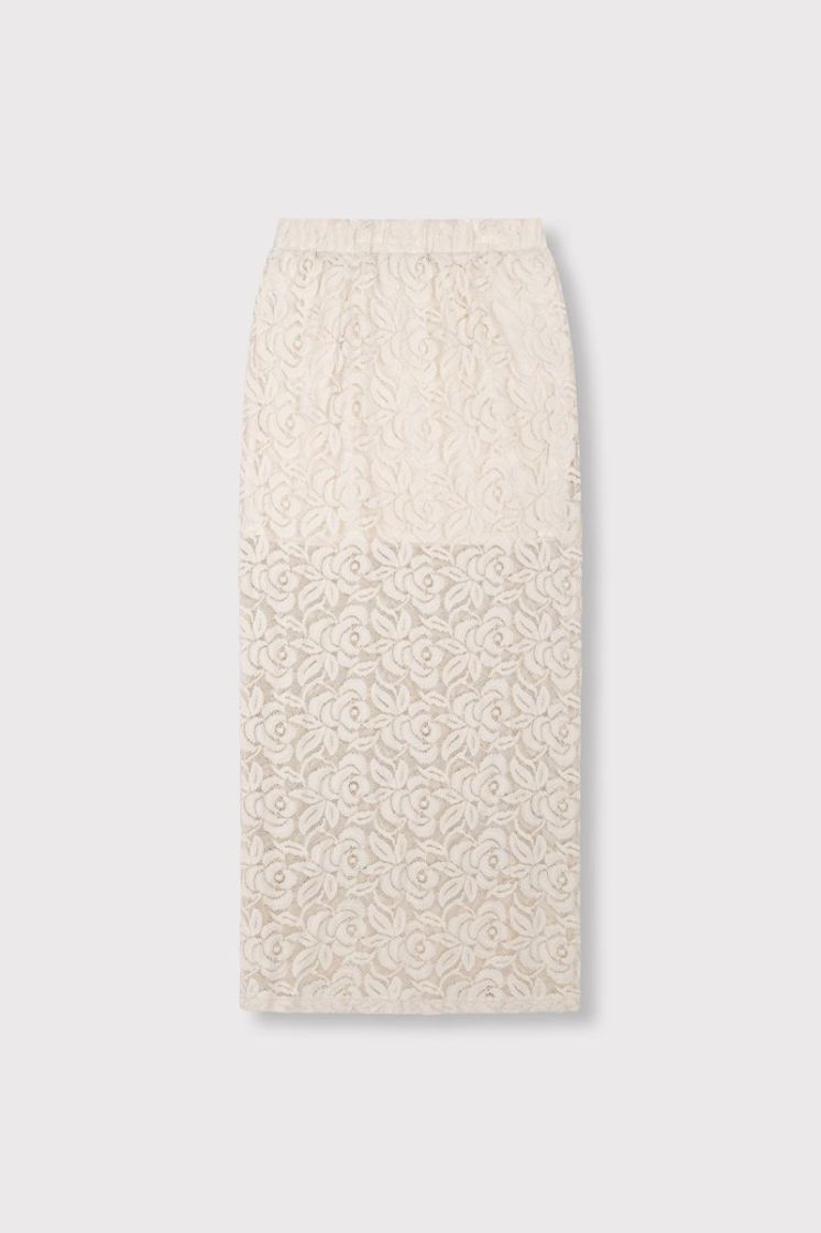 woven lace maxi skirt CREAM