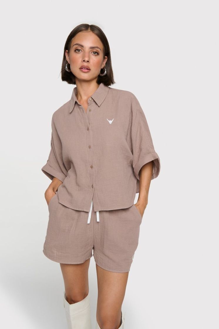 crinkle blouse TAUPE