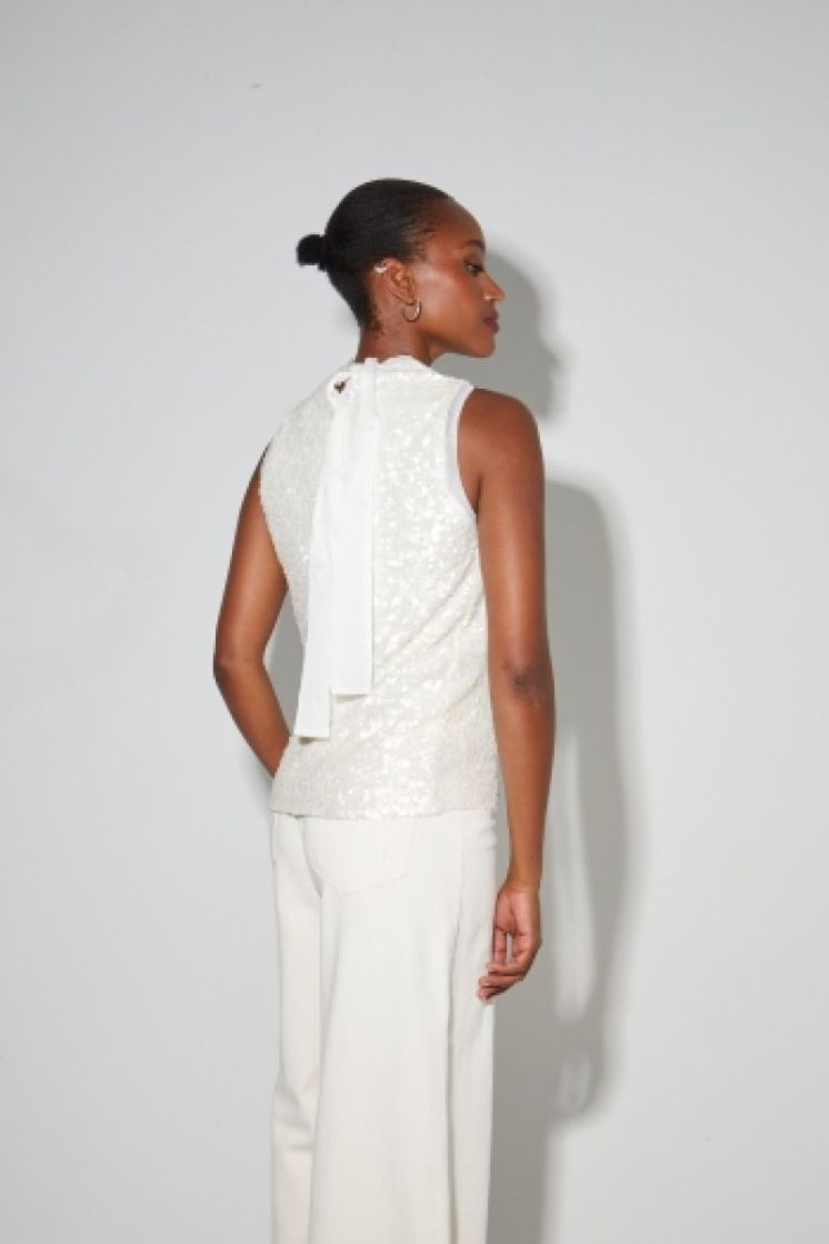 TOP FOXY PAILLETTE WHITE