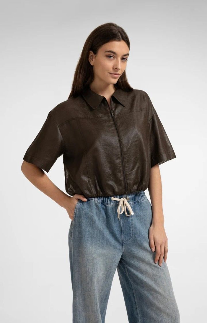 Veste-blouse enduite BROWN
